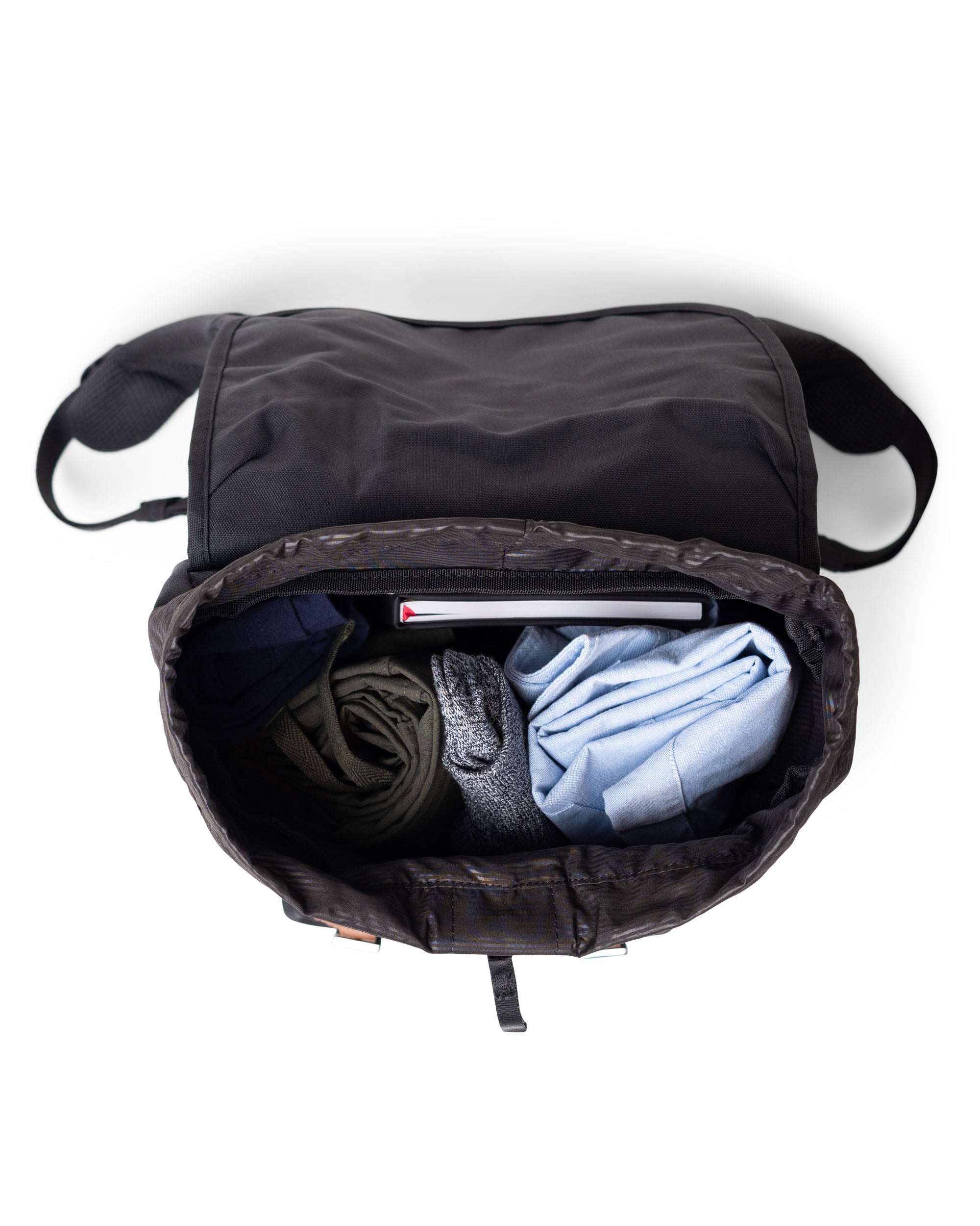 Herschel Little America backpack black top down access opening