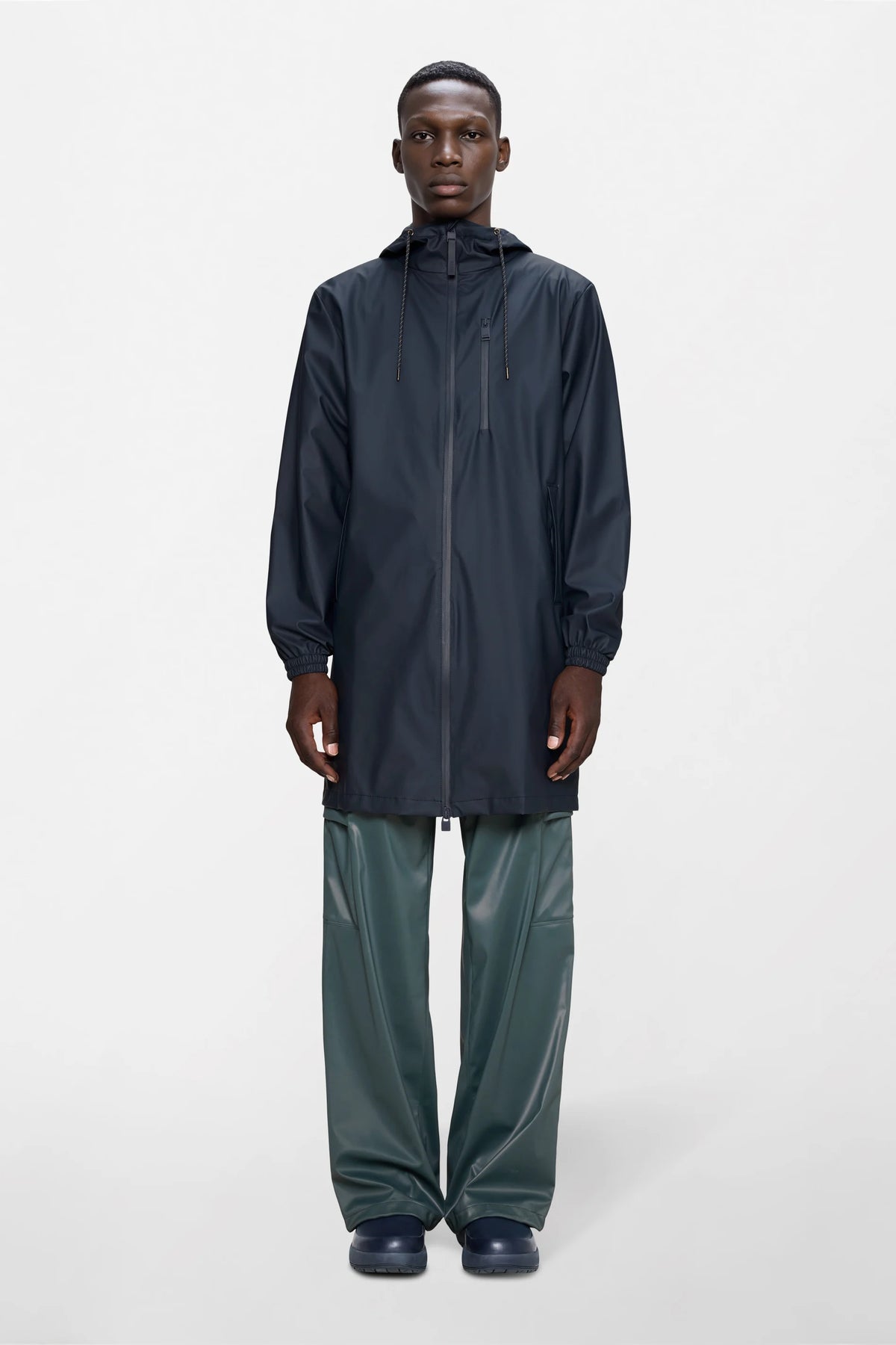 RAINS Long Storm Breaker W3 Waterproof Jacket – Navy