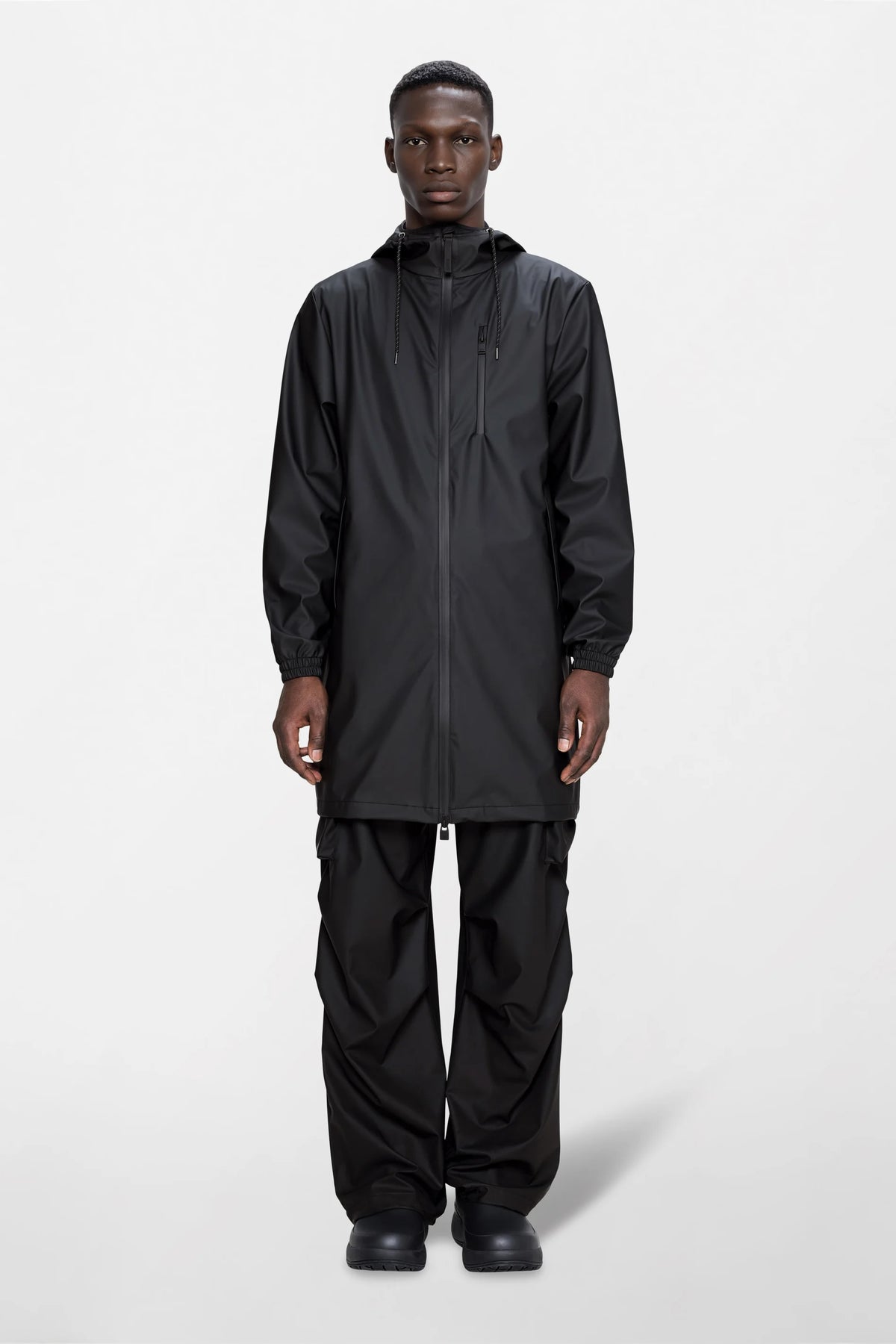 RAINS Long Storm Breaker W3 Waterproof Jacket – Black