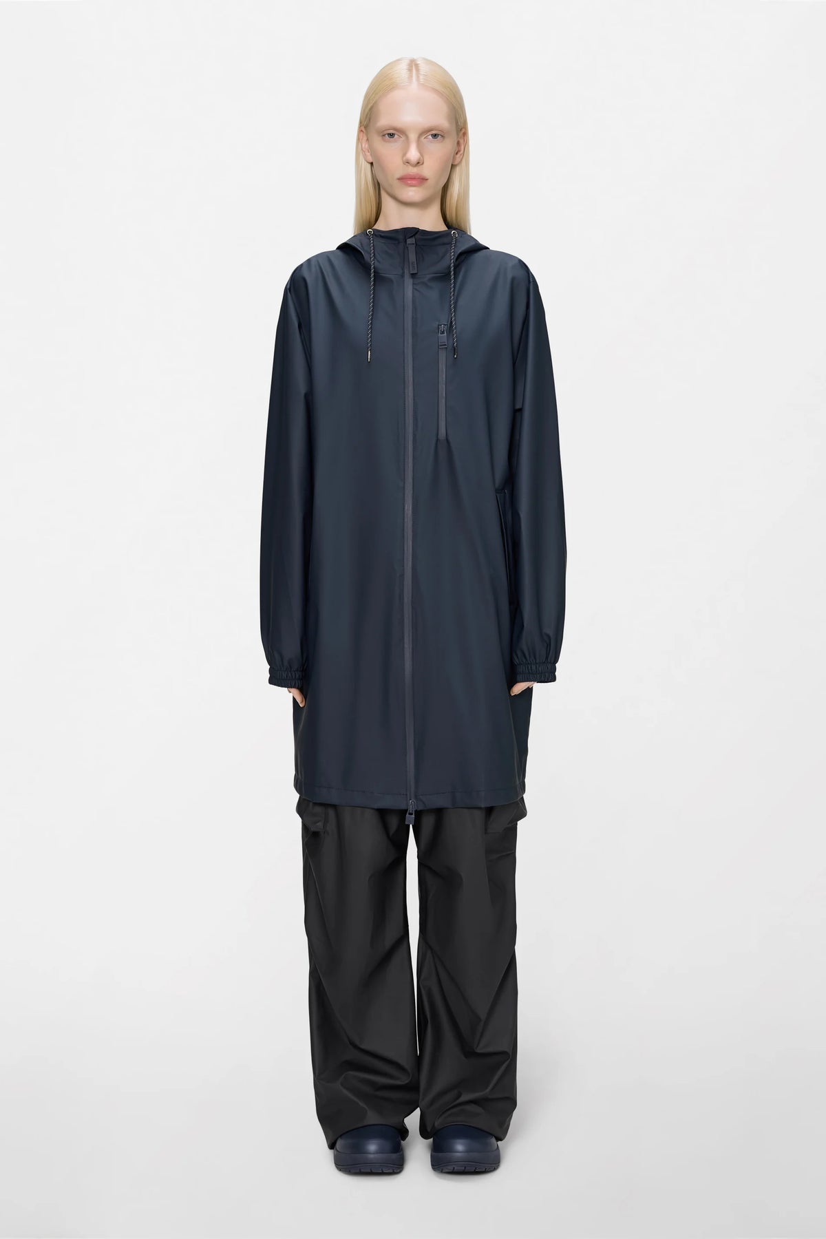 RAINS Long Storm Breaker W3 Waterproof Jacket – Navy
